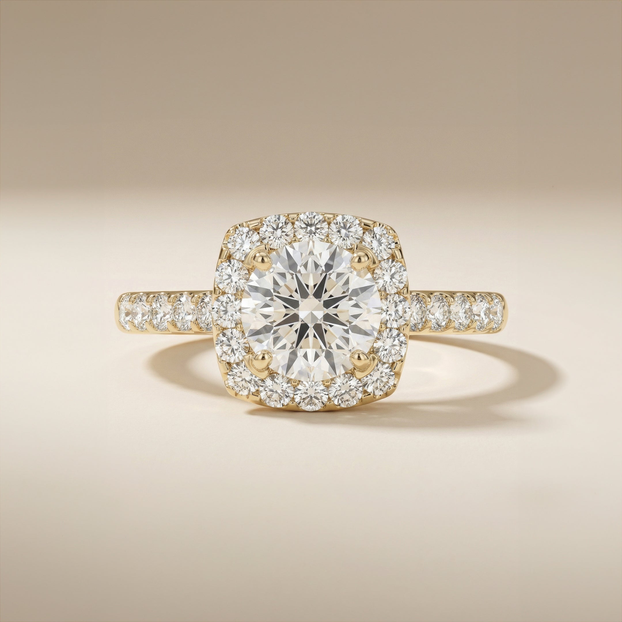 LUX-50576-E Round Brilliand Cut Halo Engagement Ring With Pave Diamonds
