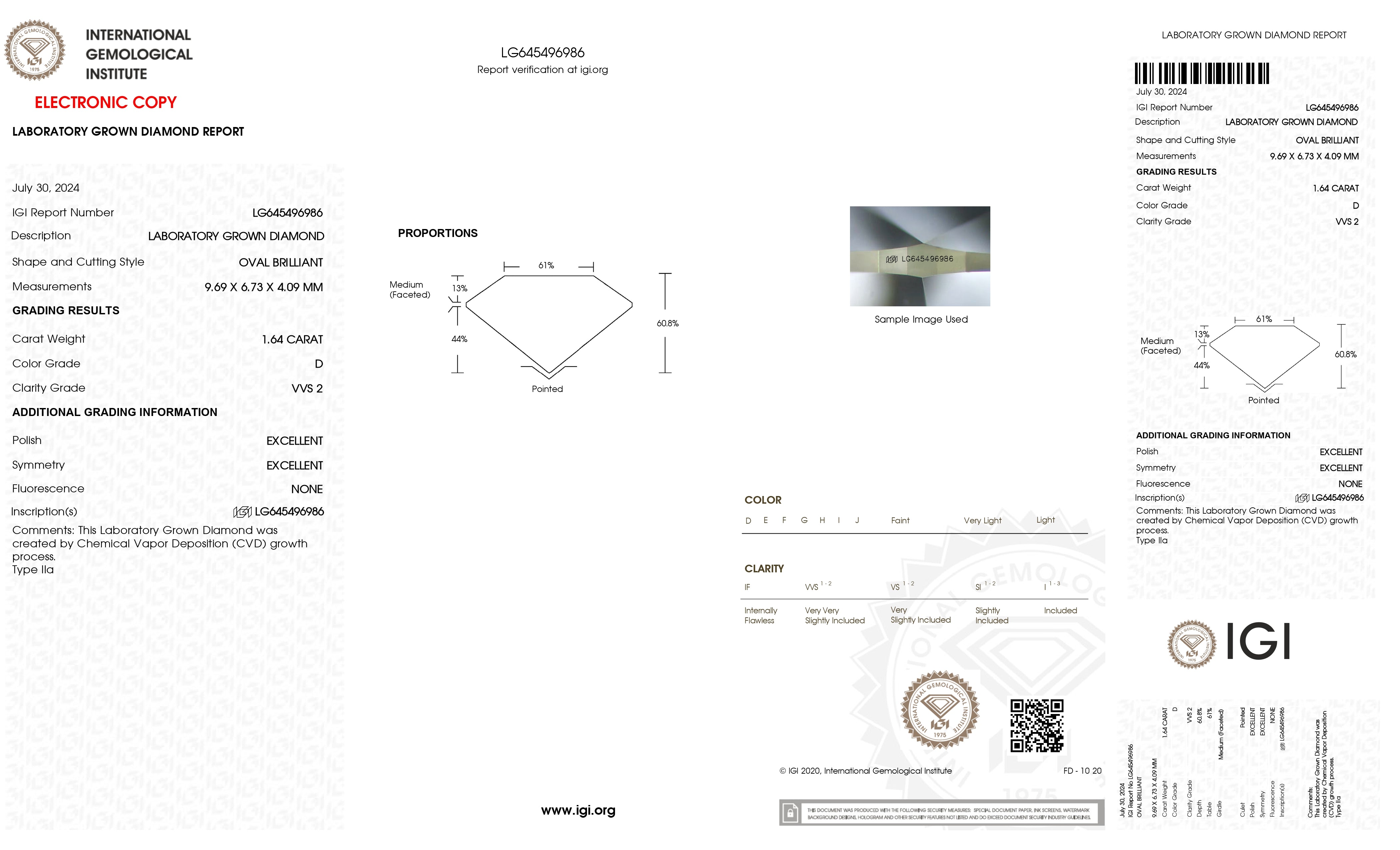 1.64CT Oval Cut Lab Diamond Solitaire Engagement Ring