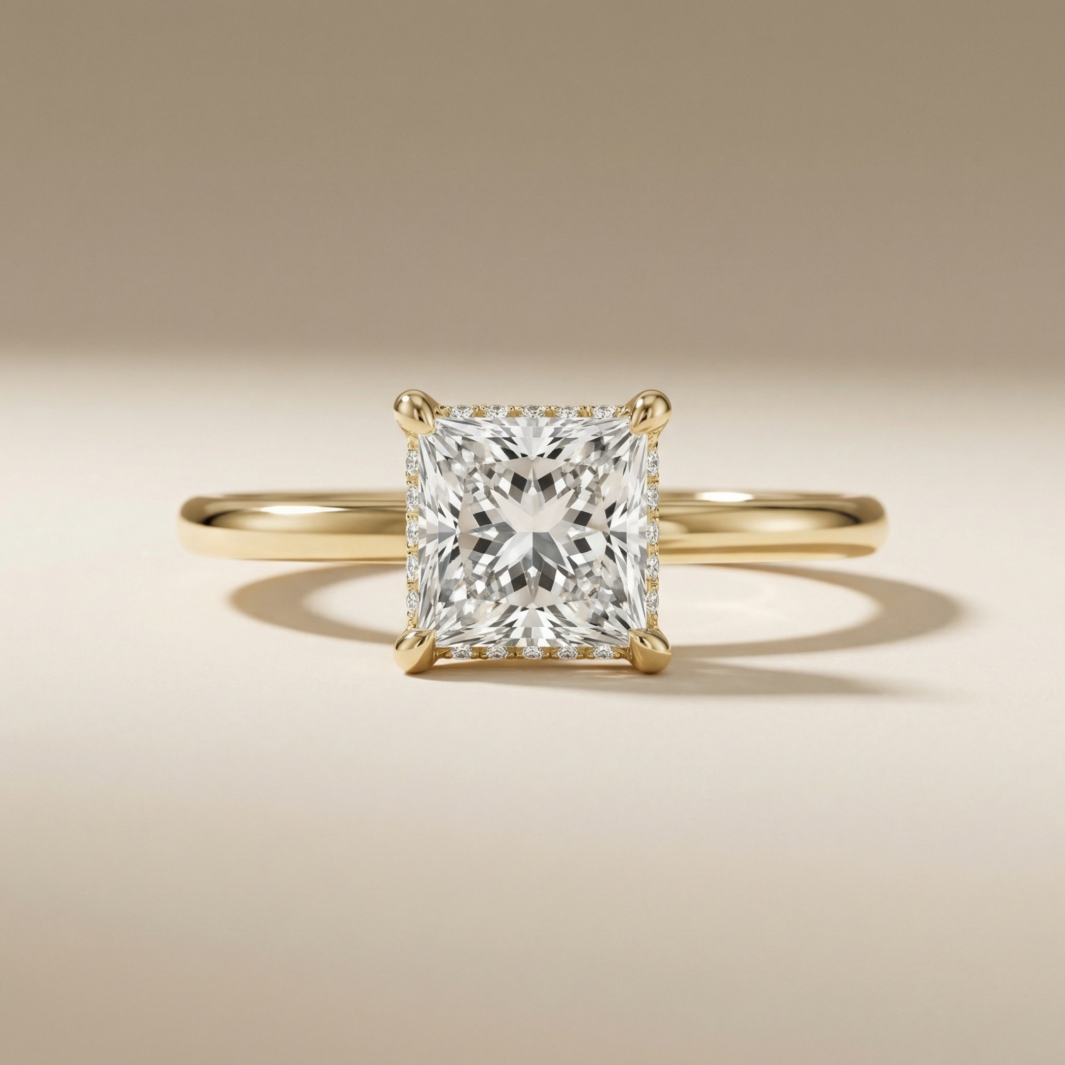 LUX-51158-E Princess Cut Hidden Halo Solitaire Engagement Ring