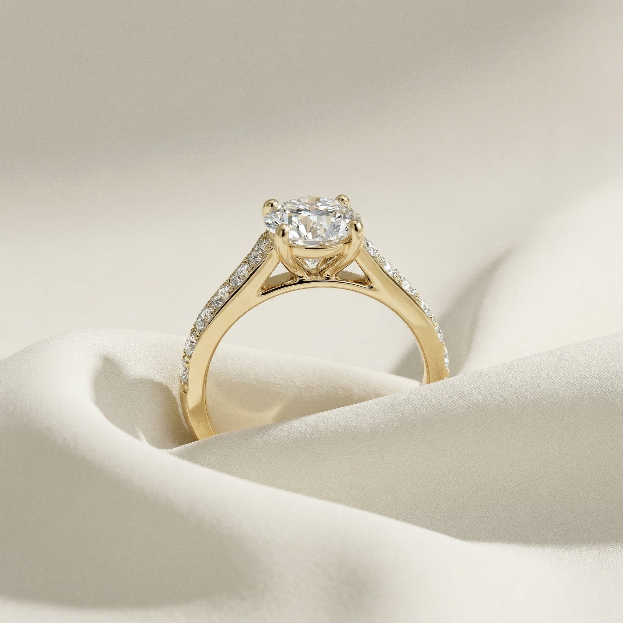 LUX-84843-1 Cathedral Solitaire With Diamonds On The Shank Luxury Diamonds