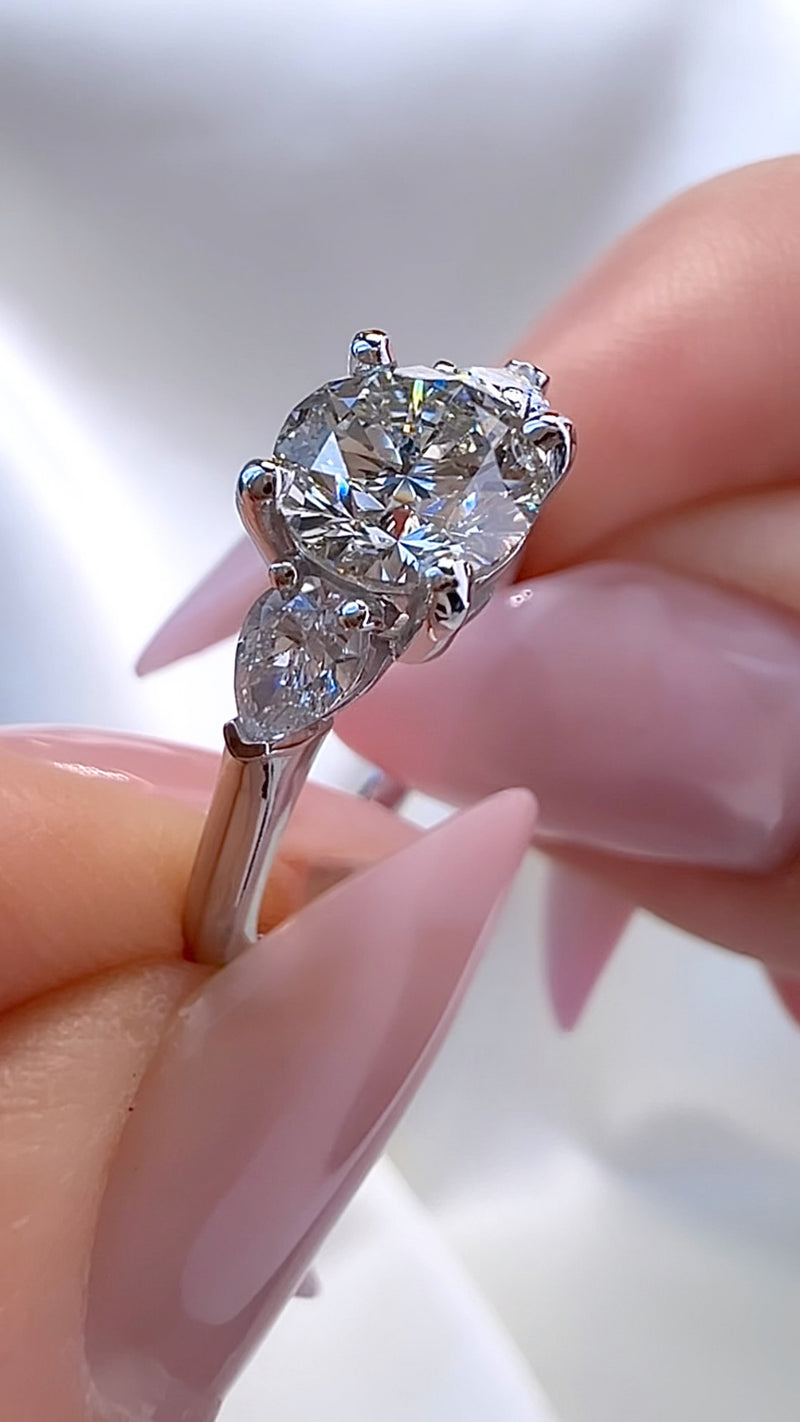 1.54CT Total Weight Round Brilliant Cut Lab Diamond Three Stone Ring