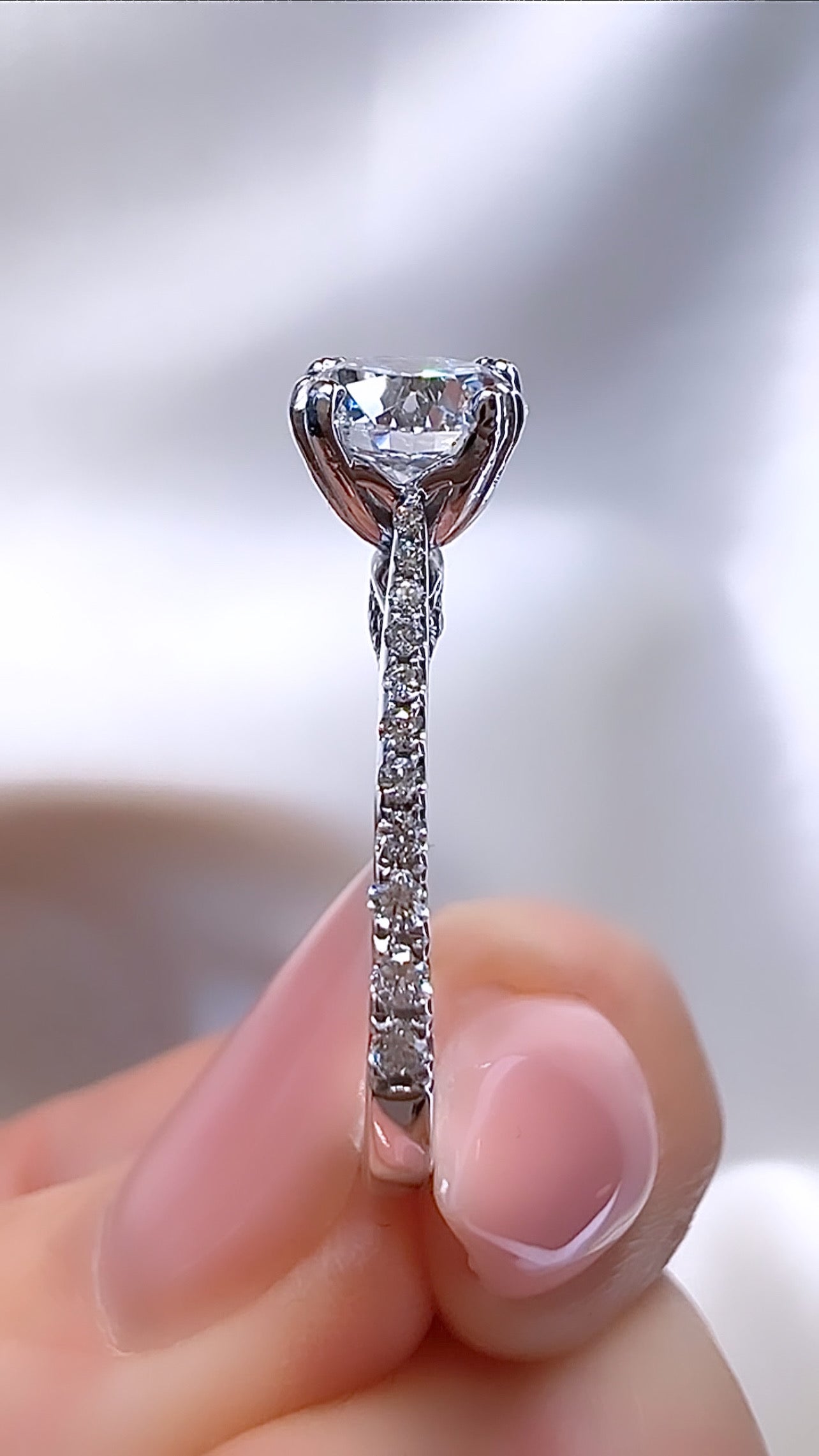 1.07CT Round Brilliant Cut Lab Diamond Micro Pavé Ring