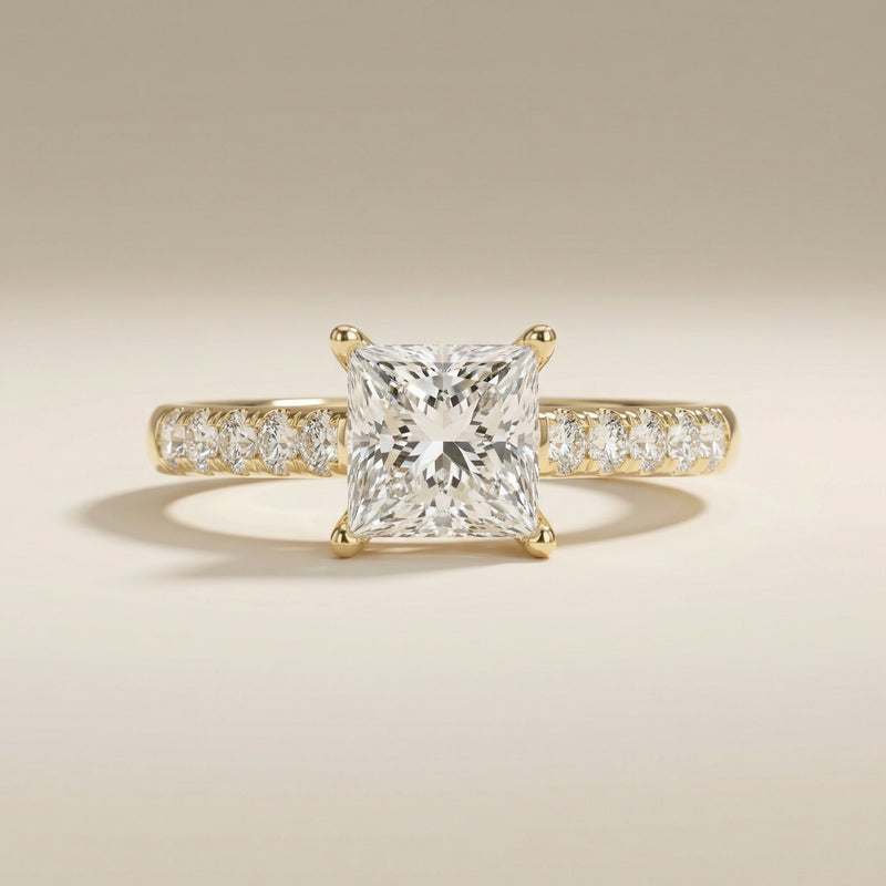LUX-82857-D Princess Cut Cathedral Pave Engagement Ring