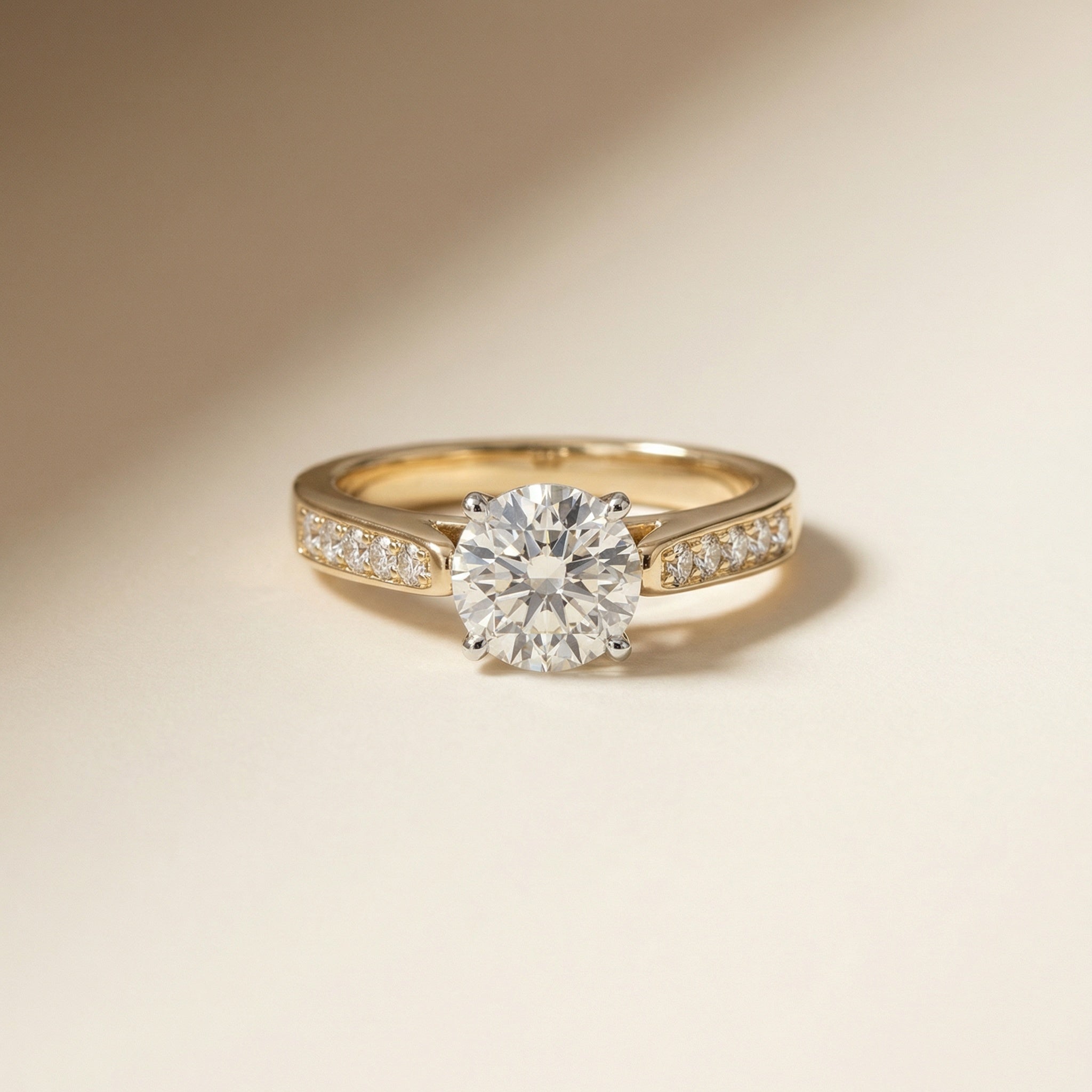 LUX-83357 Classic Cathedral Diamond Pave Engagement Ring Luxury Diamonds