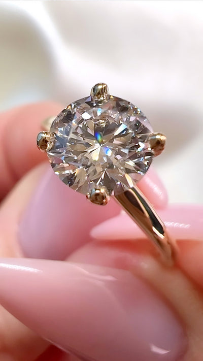 1.08CT Round Brilliant Cut Lab Diamond Pavé Collar Solitaire Engagement Ring