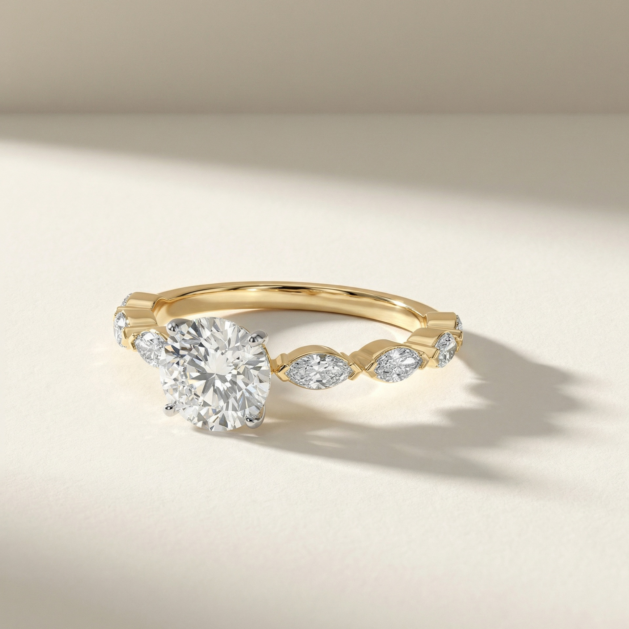 Fancy Shape Side Stone Engagement Rings
