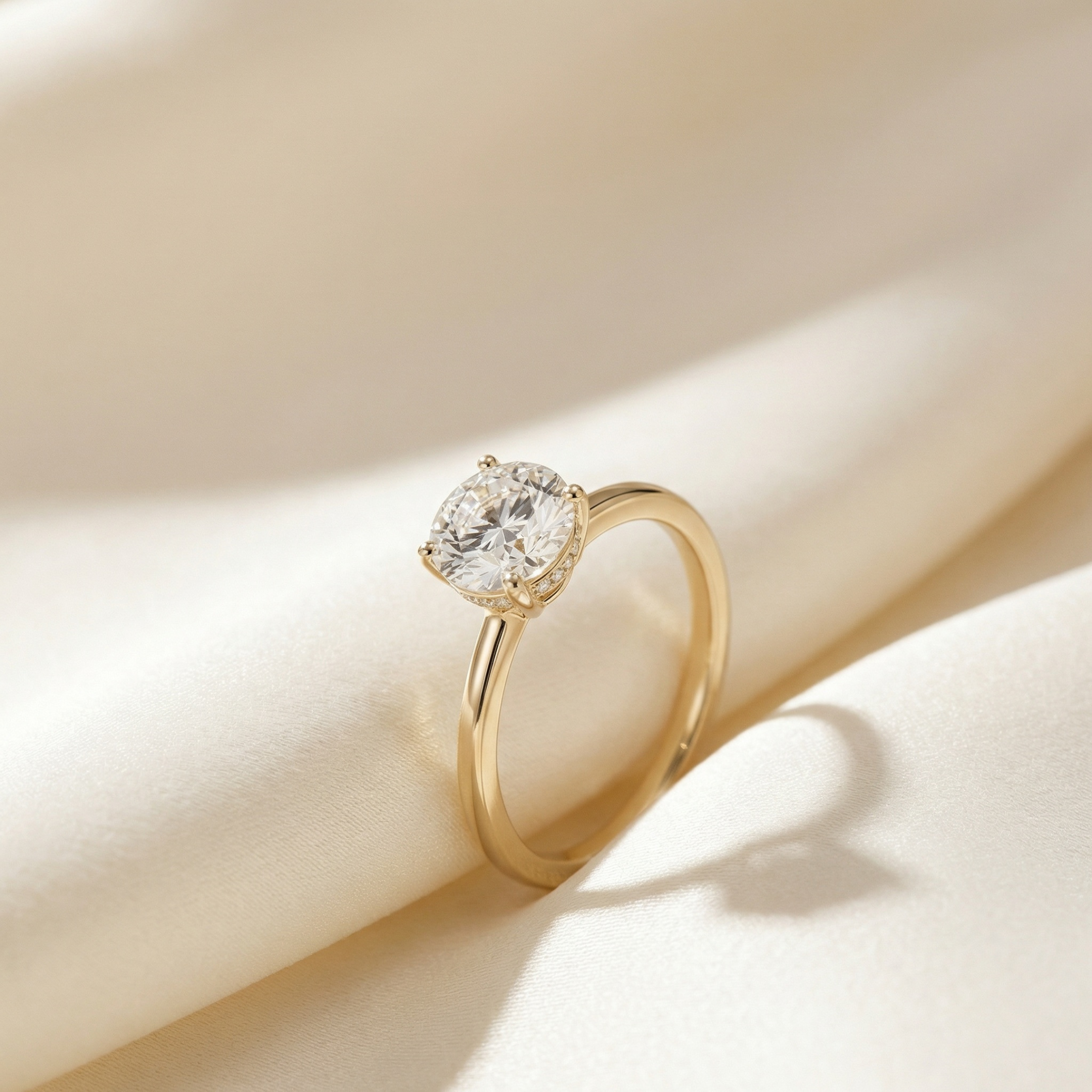 LUX-51138-E-1 Round Brilliant Cut Solitaire With Wrap Around Diamonds Luxury Diamonds