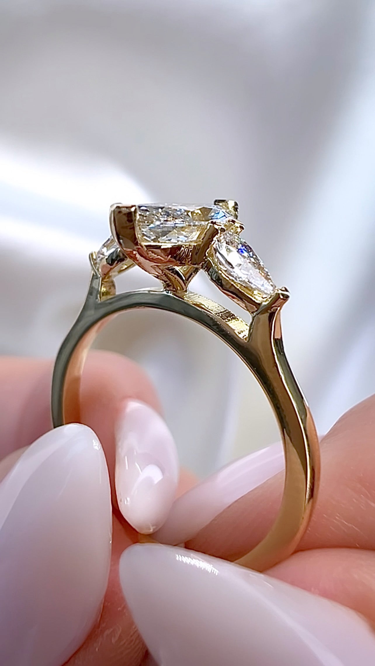 1.23CT Marquise Cut Lab Diamond Three Stone Ring