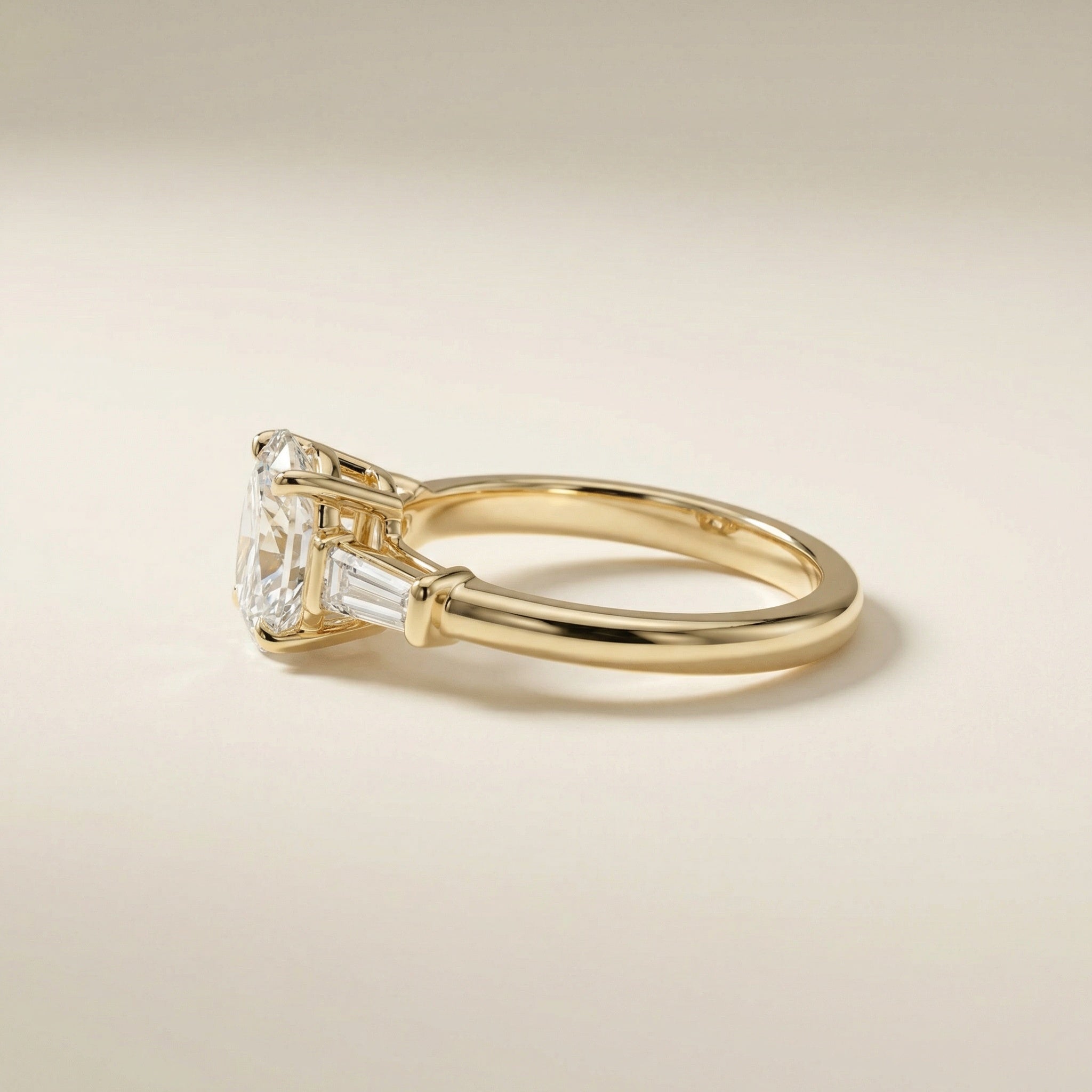 LUX-85329 Oval Cut Three Stone Engagement Ring With Tapered Baguettes Luxury Diamonds