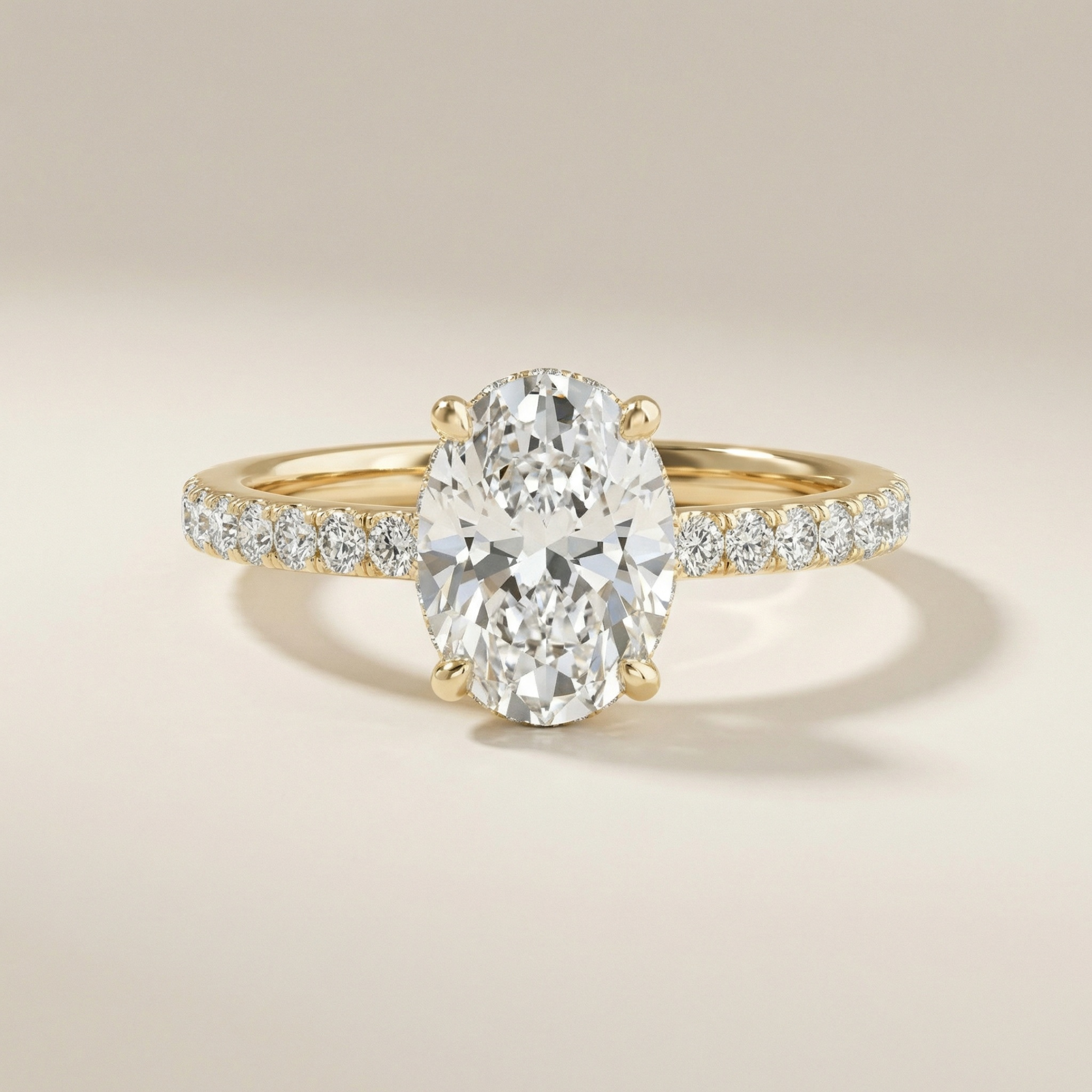 LUX-51162-E Oval Cut Hidden Halo Pave Engagement Ring Luxury Diamonds