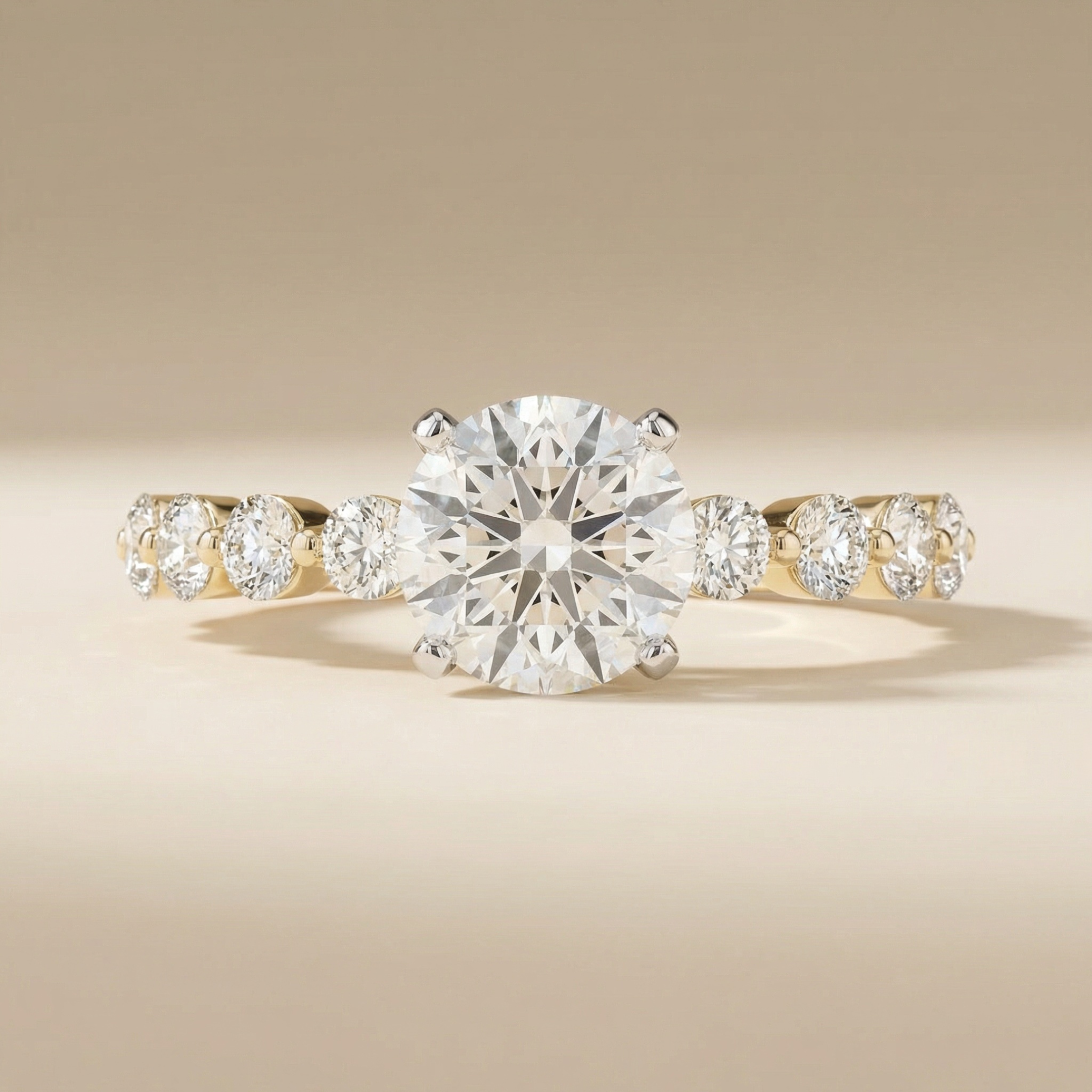 LUX-51101-E Round Brilliant Floating Diamond Engagement Ring Luxury Diamonds