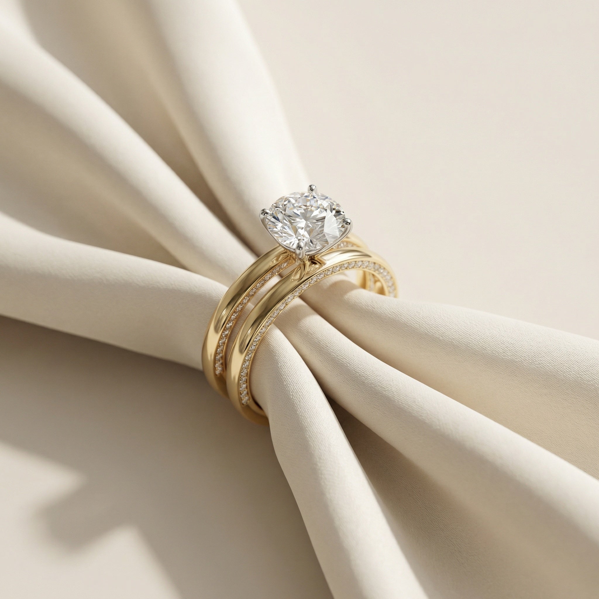 LUX-51304-E Classic Solitaire With Diamonds Set On The Side Of The Band Luxury Diamonds