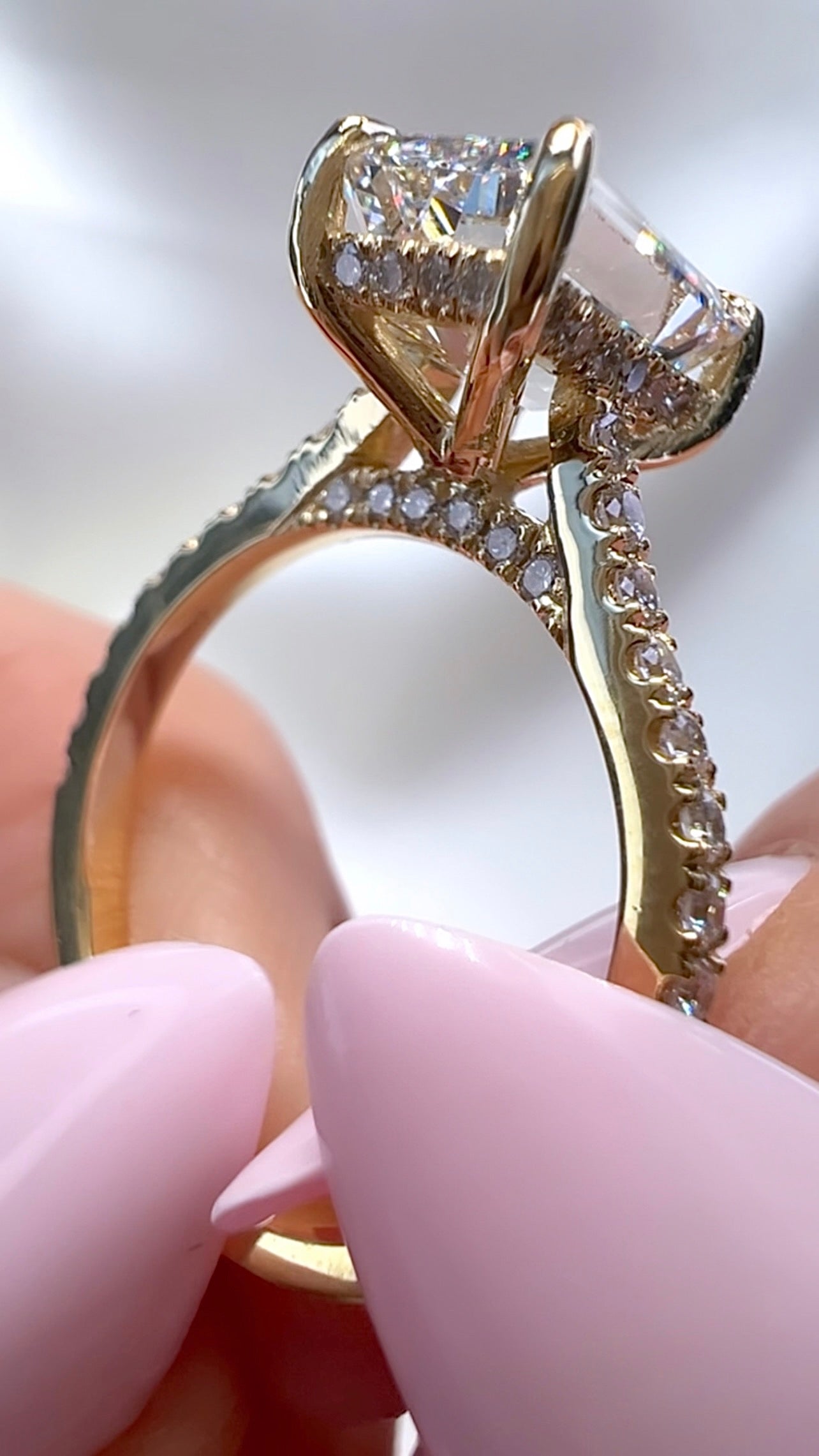 2.79CT Emerald Cut Lab Diamond Micro Pavé Ring