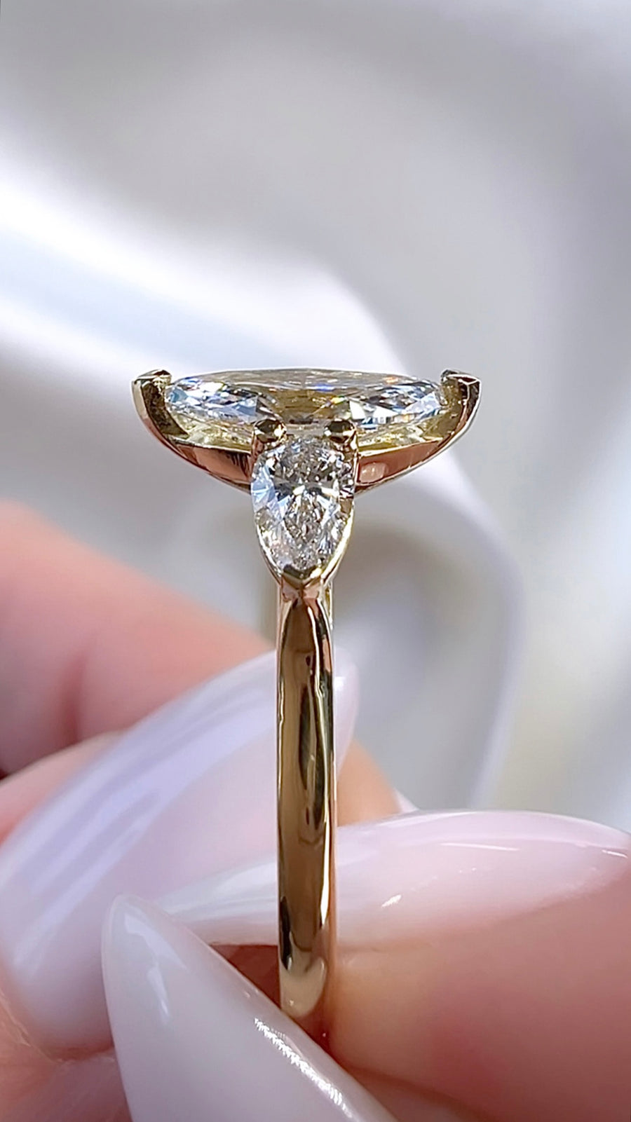 1.23CT Marquise Cut Lab Diamond Three Stone Ring