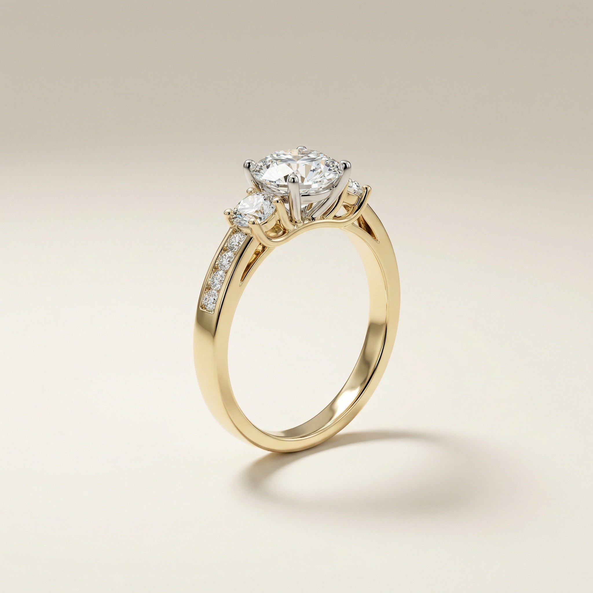 LUX-84363 Three Stone Diamond Ring Channel Setting On The Side Luxury Diamonds