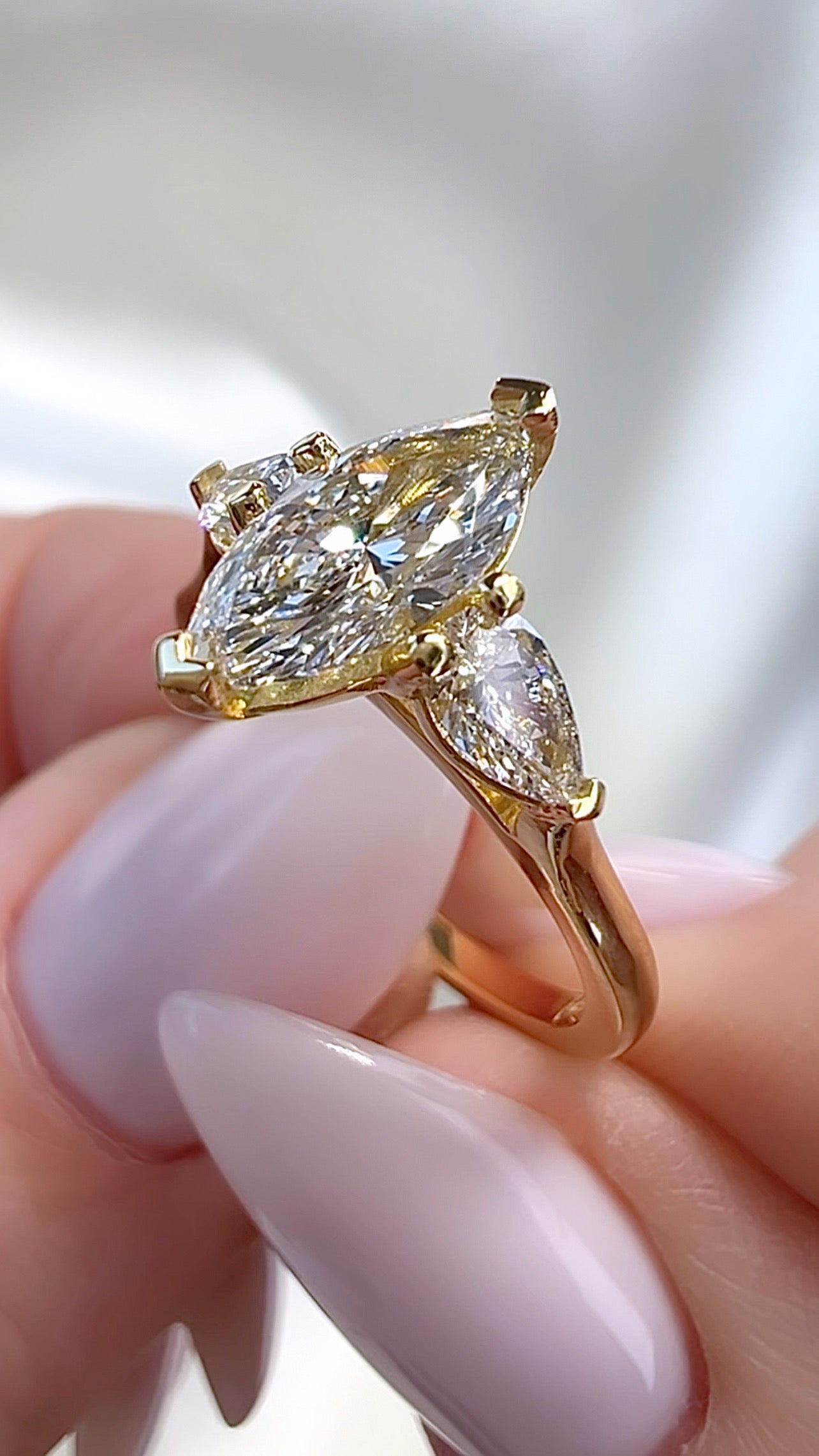 1.23CT Marquise Cut Lab Diamond Three Stone Ring