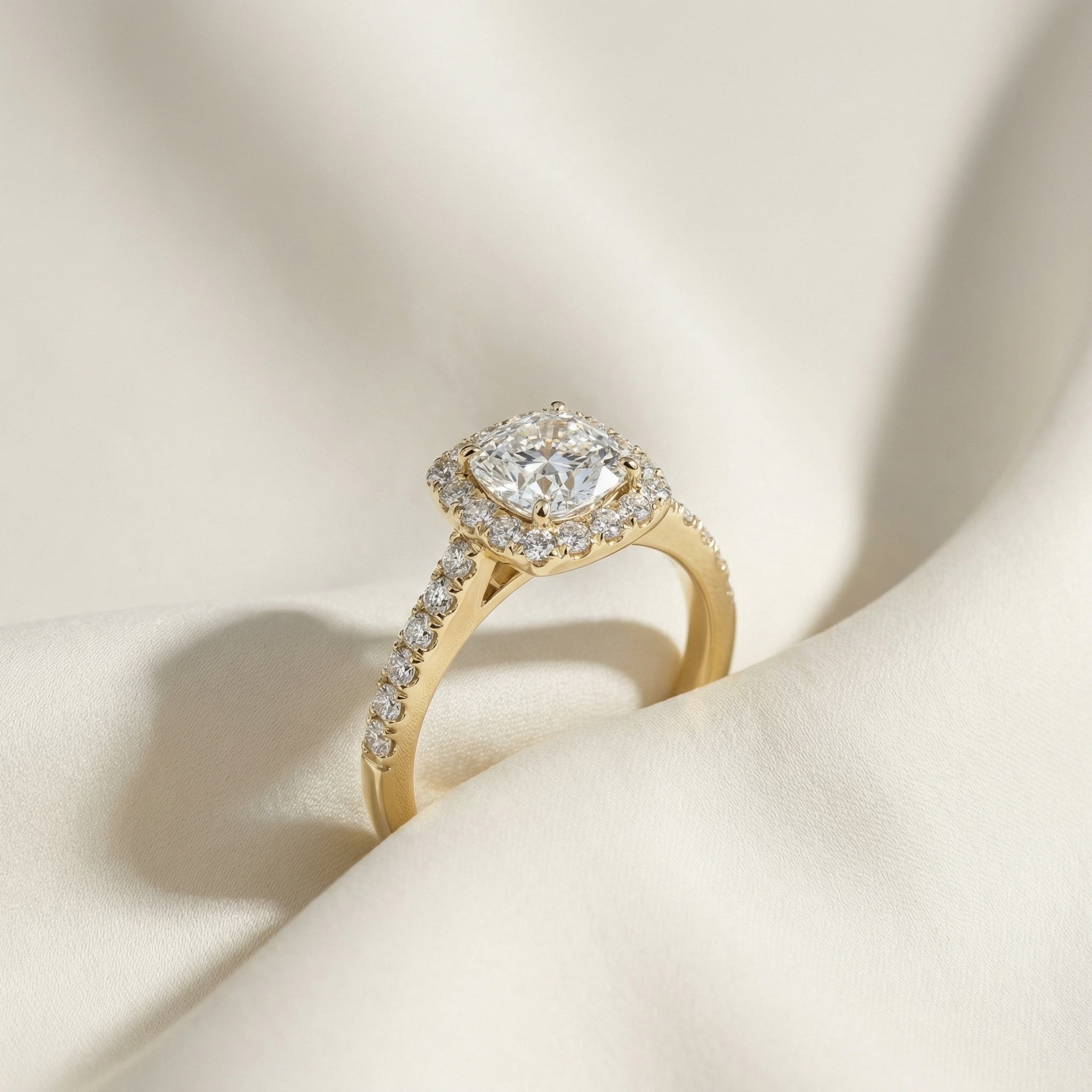 LUX-50778-E Round Brilliand Cut Square Halo Engagement Ring With Pave Diamonds