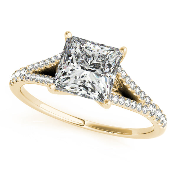 LUX-50660-E Princess Cut Split Shank Pave Engagement Ring Luxury Diamonds