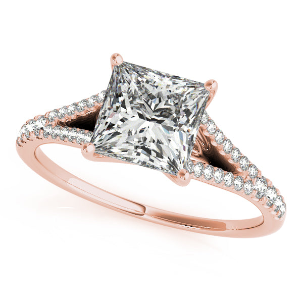 LUX-50660-E Princess Cut Split Shank Pave Engagement Ring Luxury Diamonds