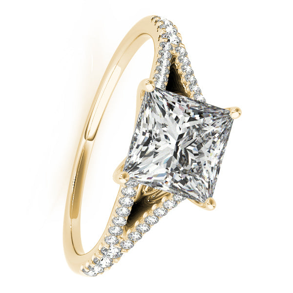LUX-50660-E Princess Cut Split Shank Pave Engagement Ring Luxury Diamonds