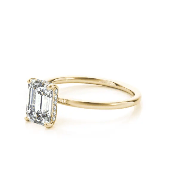 LUX-51156-E Emerald Cut Hidden Halo Solitaire Engagement Ring Luxury Diamonds