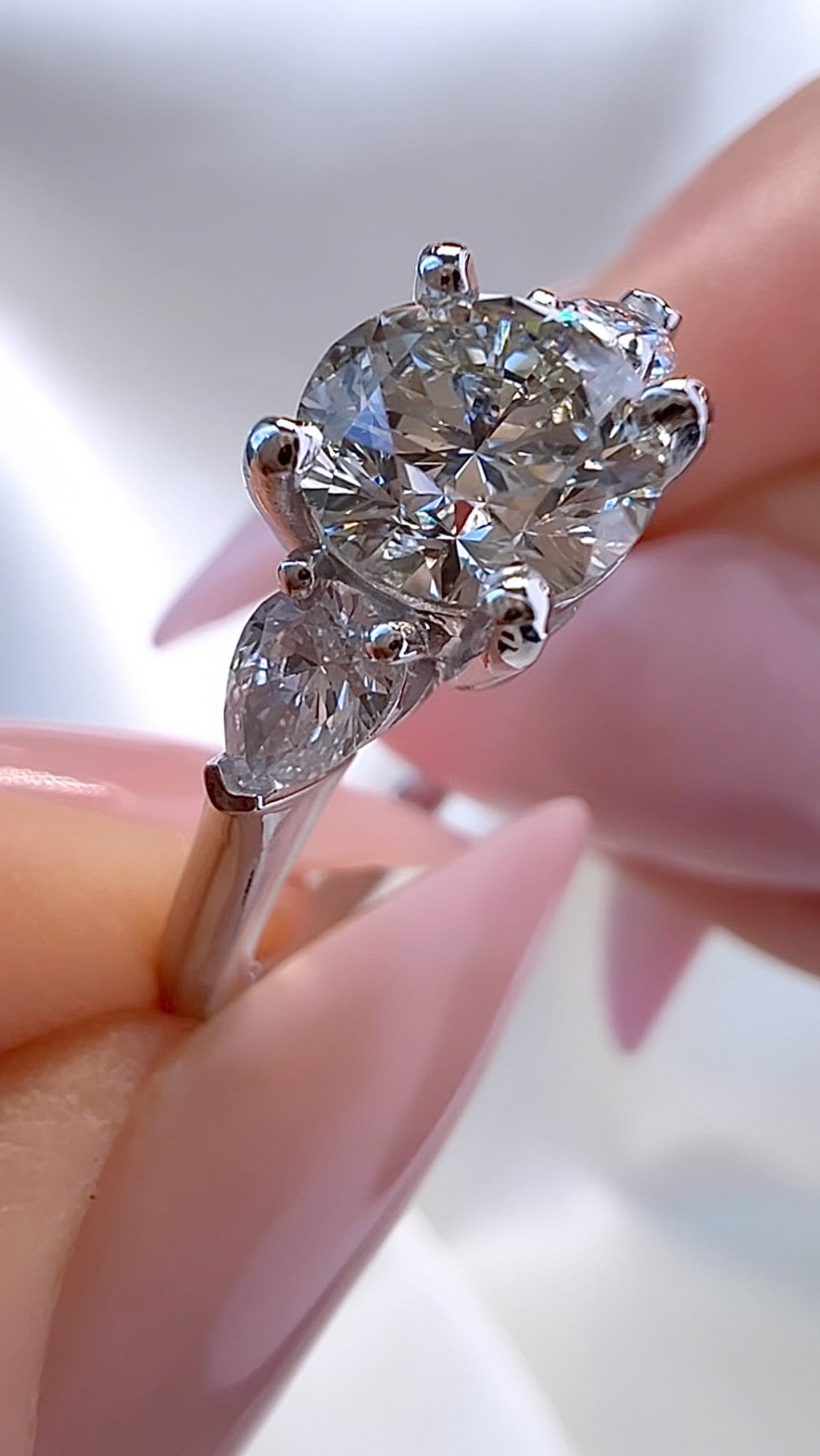 1.54CT Total Weight Round Brilliant Cut Lab Diamond Three Stone Ring