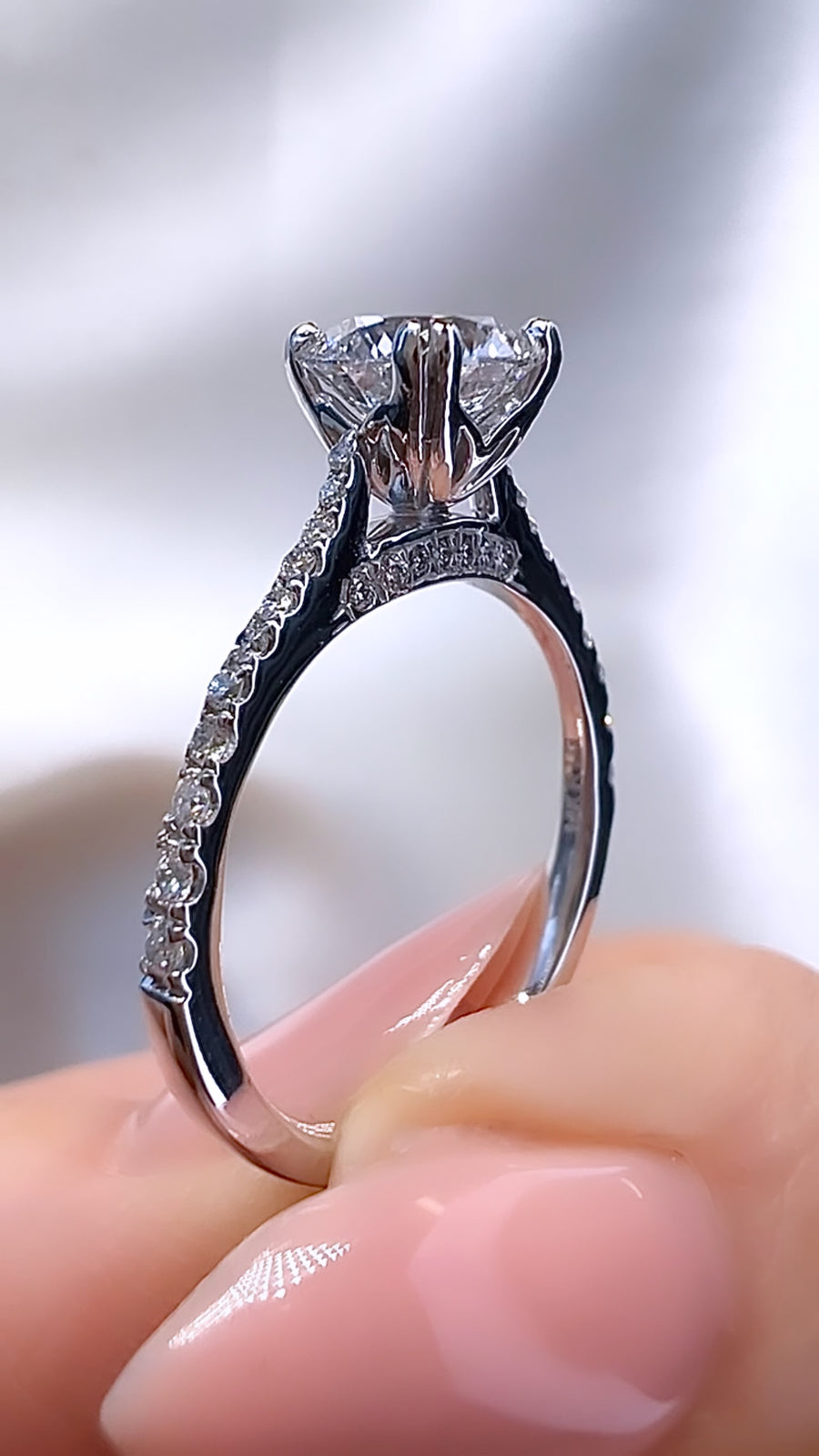 1.07CT Round Brilliant Cut Lab Diamond Micro Pavé Ring Luxury Diamonds