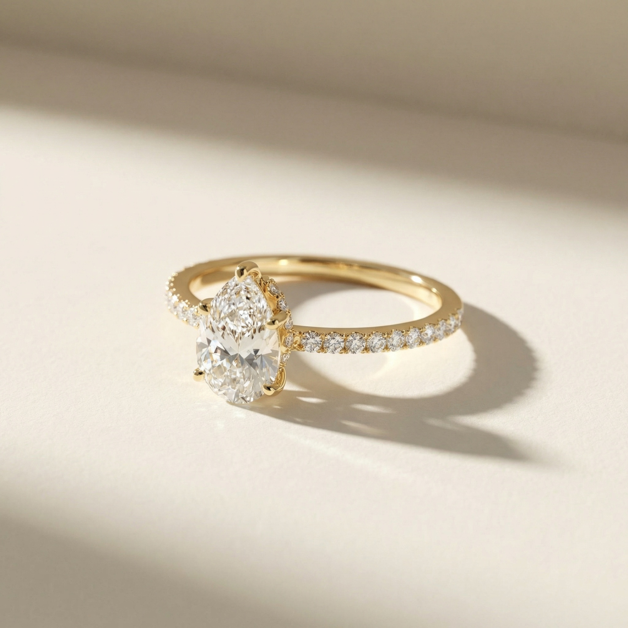 LUX-85296 Pear Shape Pave Engagement Ring With a Diamond Collar Luxury Diamonds
