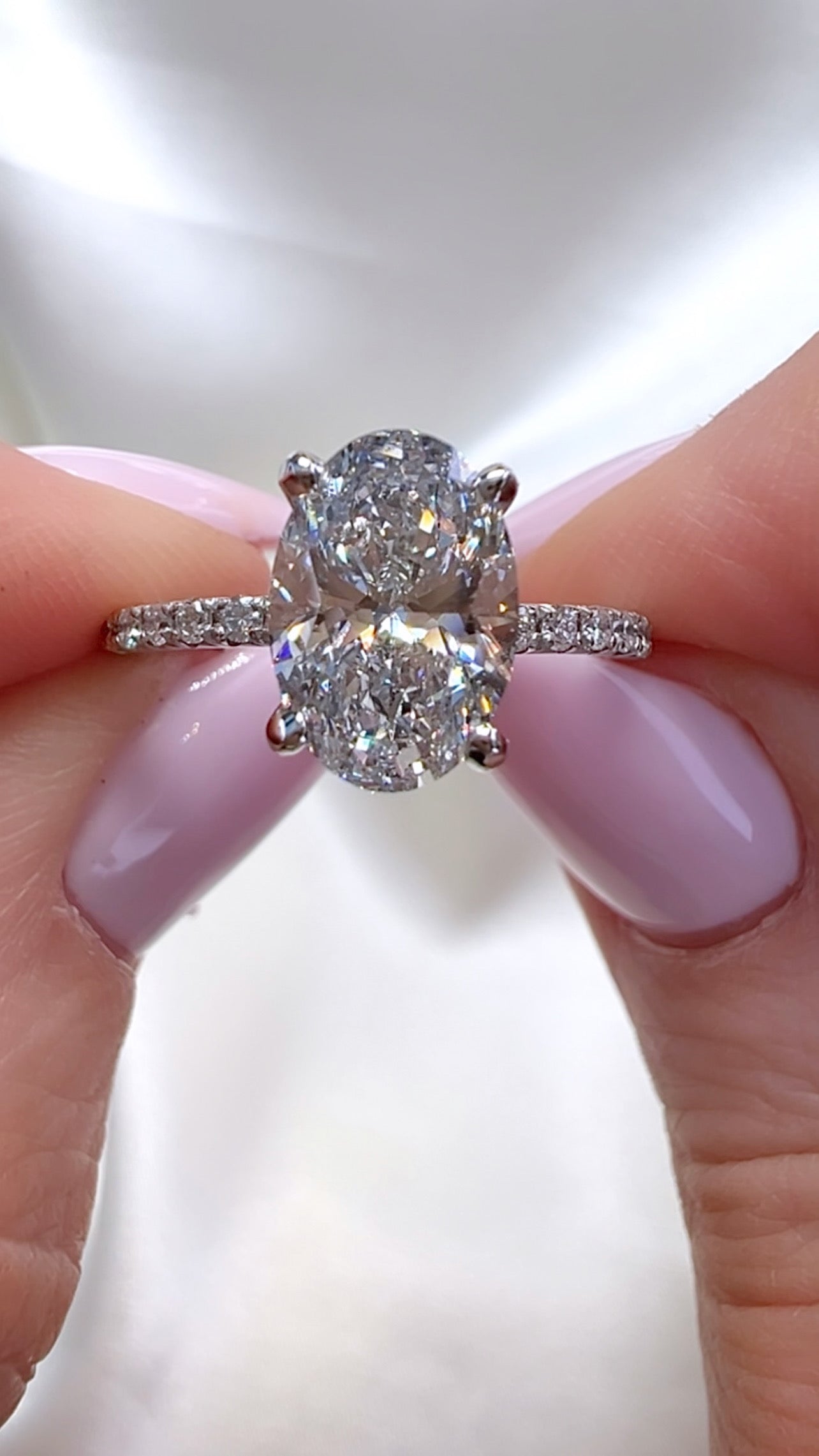 2.01CT Oval Cut Lab Diamond French Pavé Ring