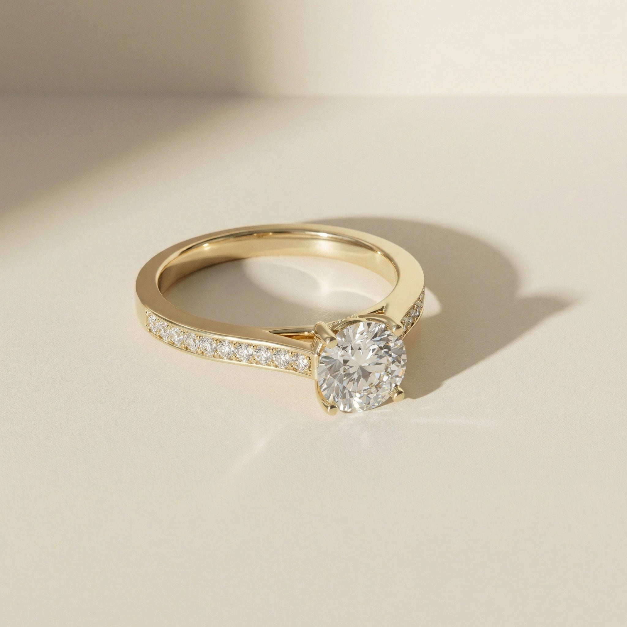 LUX-51067-E-1 Cathedral Solitaire With Diamonds On The Shank Luxury Diamonds