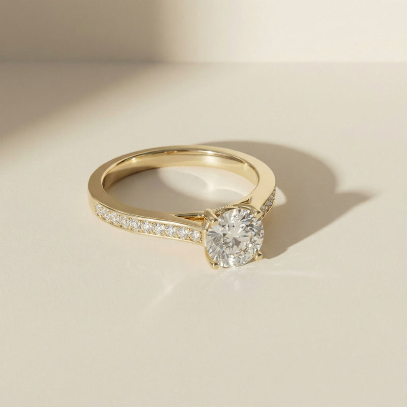 LUX-51067-E-1 Cathedral Solitaire With Diamonds On The Shank