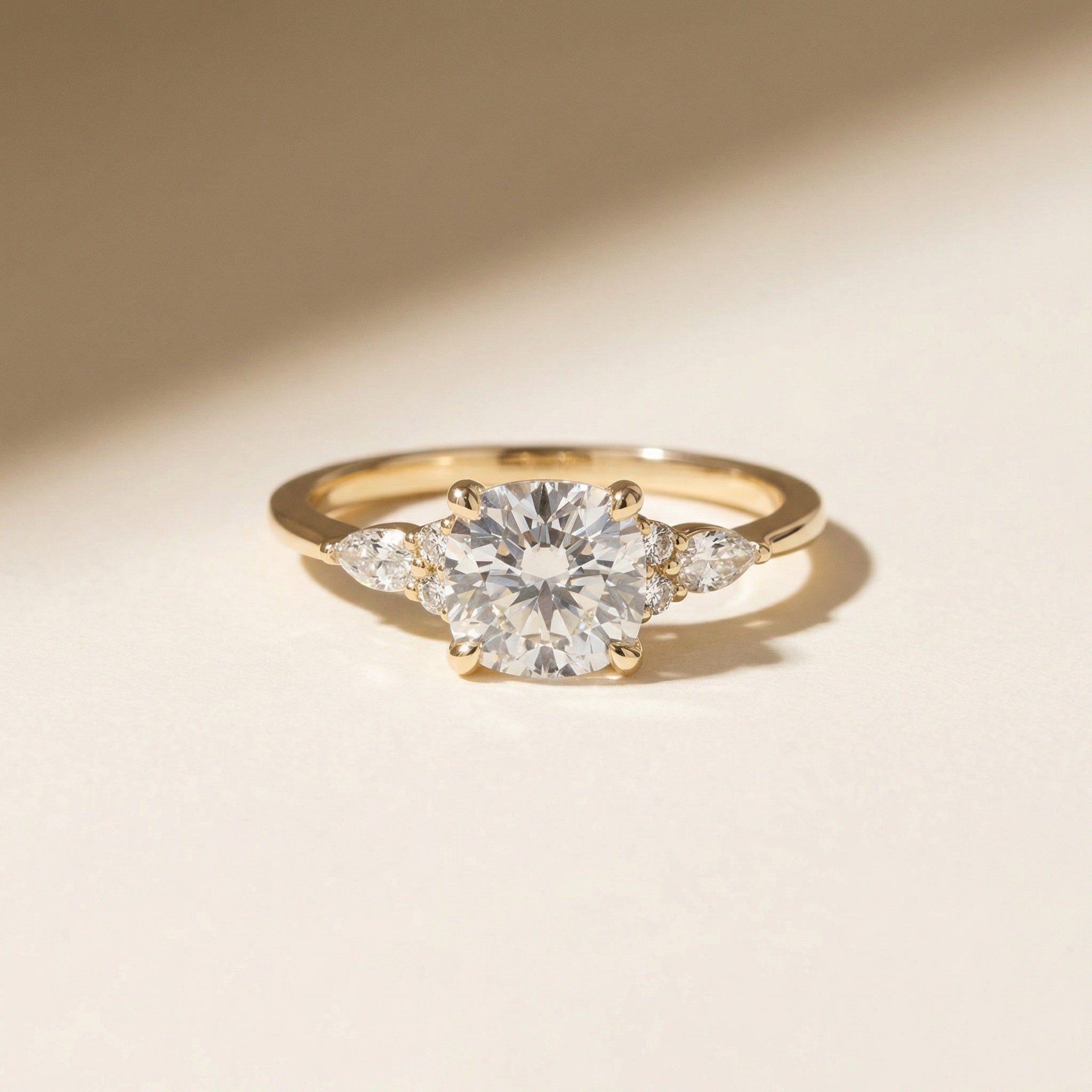 LUX-85134 Round Brilliant Cut With Side Marquise And Round Diamonds Engagment Ring Luxury Diamonds