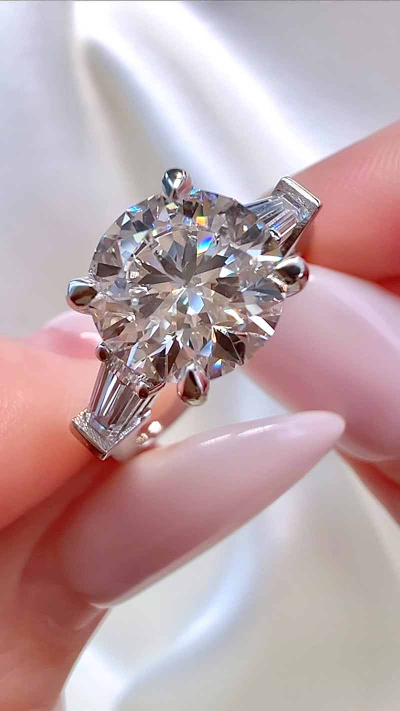3.06CT Total Weight Round Brilliant Cut Lab Diamond Three Stone Ring