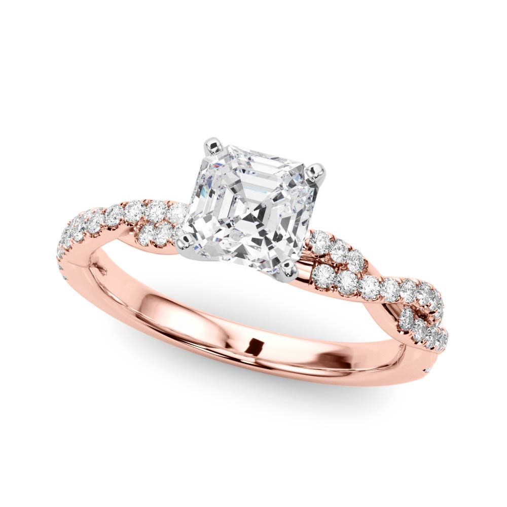 LUX-84774 Twisted Pave Diamond Engagement Ring