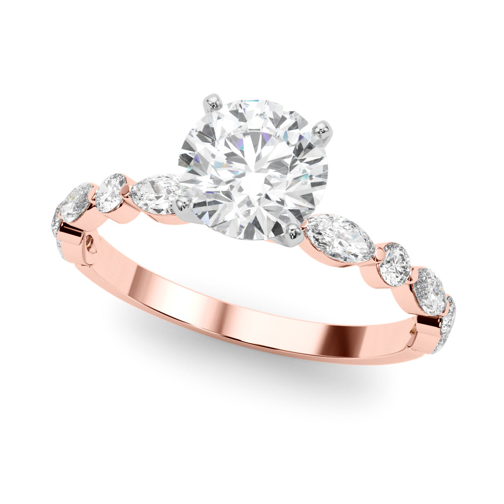 LUX-85225 Marquise And Round Brilliant Cut Floating Diamond Engagment Ring Luxury Diamonds