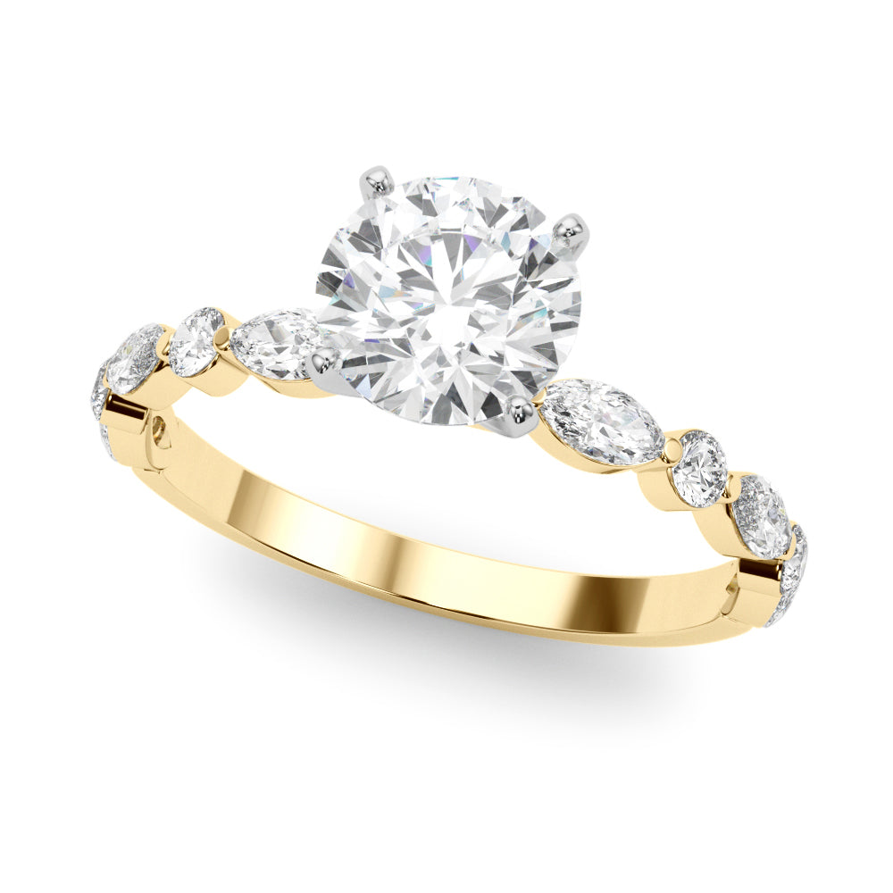 LUX-85225 Marquise And Round Brilliant Cut Floating Diamond Engagment Ring Luxury Diamonds