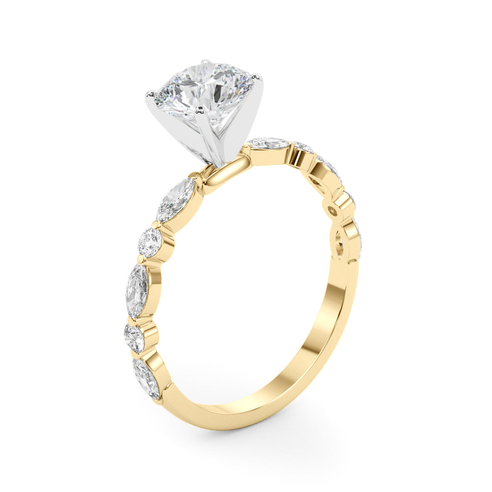 LUX-85225 Marquise And Round Brilliant Cut Floating Diamond Engagment Ring Luxury Diamonds