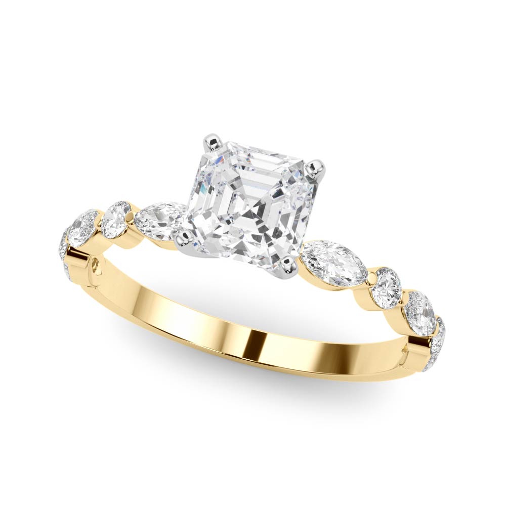 LUX-85225 Marquise And Round Brilliant Cut Floating Diamond Engagment Ring Luxury Diamonds