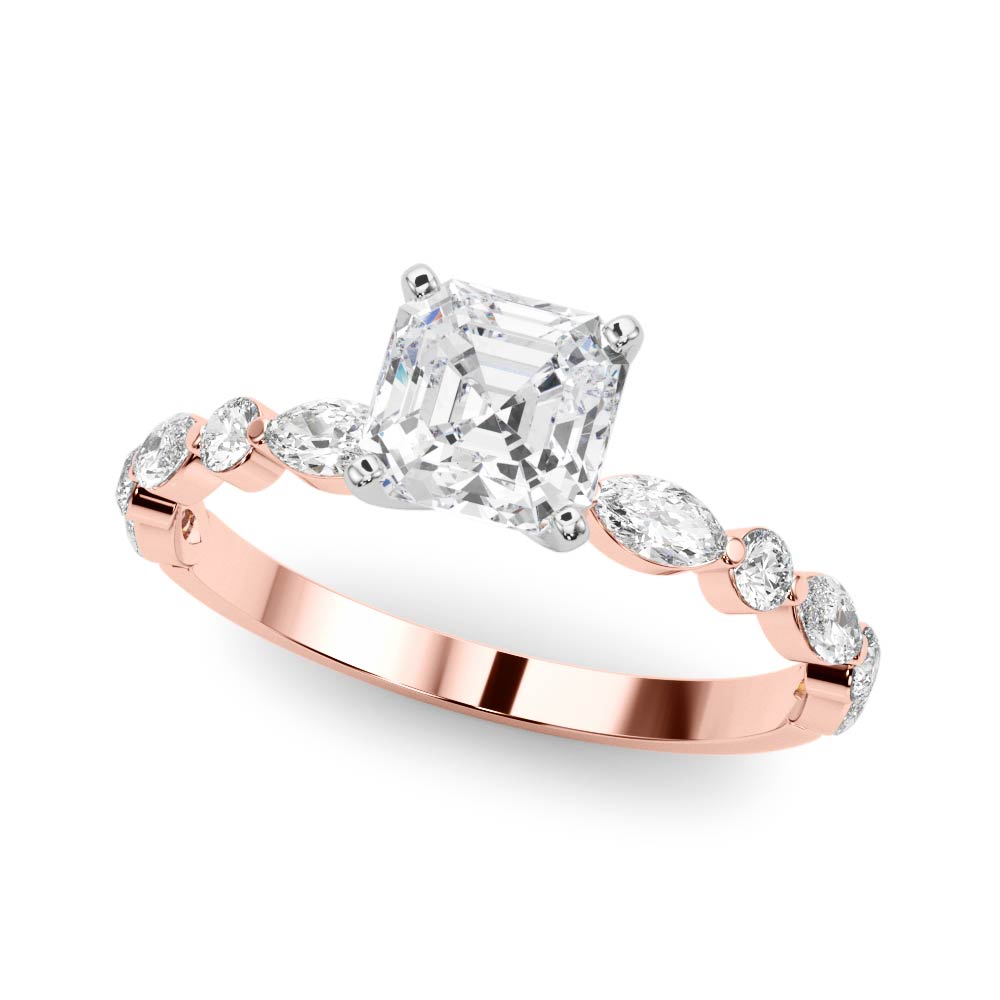 LUX-85225 Marquise And Round Brilliant Cut Floating Diamond Engagment Ring Luxury Diamonds