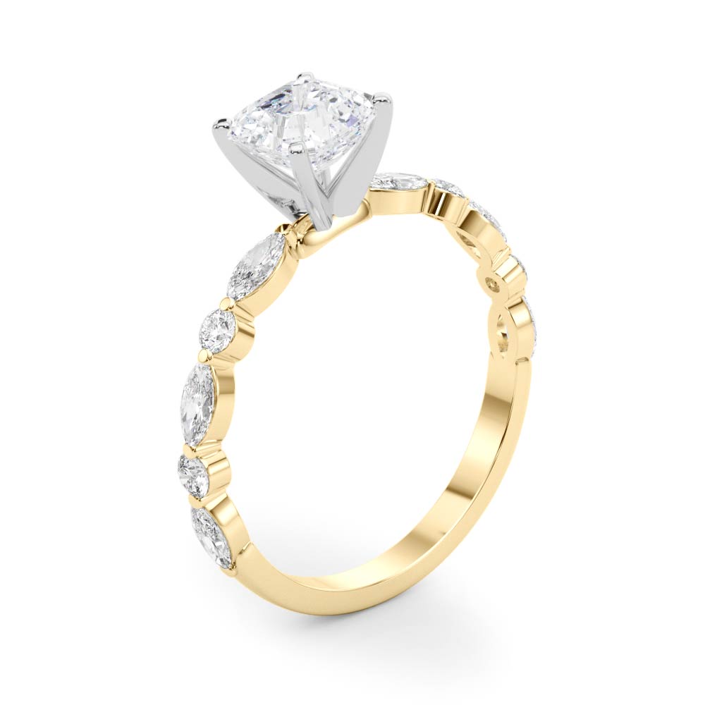 LUX-85225 Marquise And Round Brilliant Cut Floating Diamond Engagment Ring Luxury Diamonds