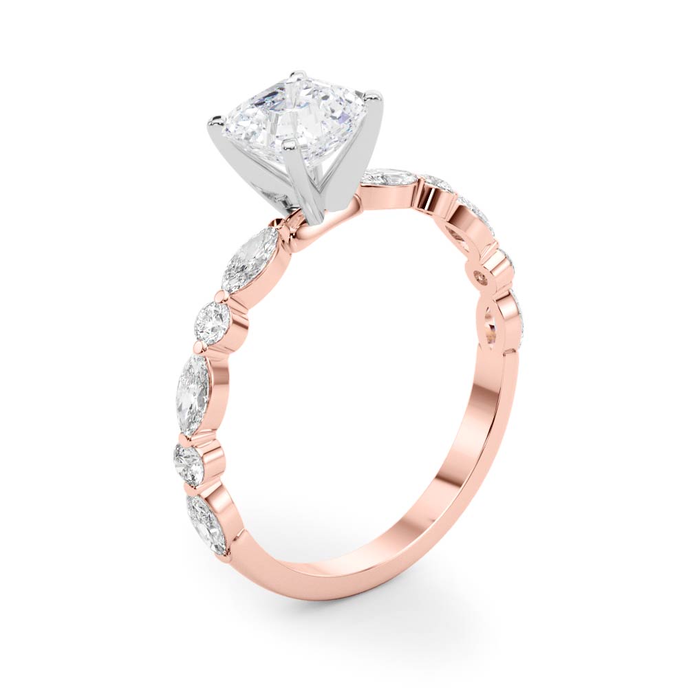 LUX-85225 Marquise And Round Brilliant Cut Floating Diamond Engagment Ring Luxury Diamonds