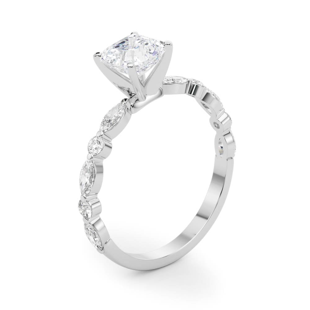 LUX-85225 Marquise And Round Brilliant Cut Floating Diamond Engagment Ring Luxury Diamonds