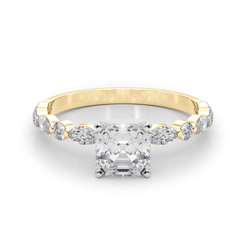 LUX-85225 Marquise And Round Brilliant Cut Floating Diamond Engagment Ring Luxury Diamonds