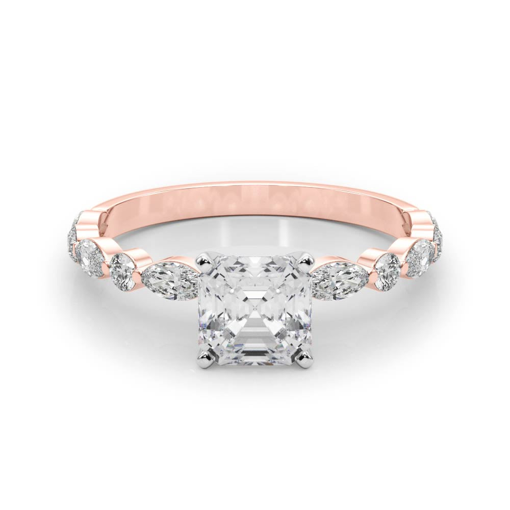 LUX-85225 Marquise And Round Brilliant Cut Floating Diamond Engagment Ring Luxury Diamonds