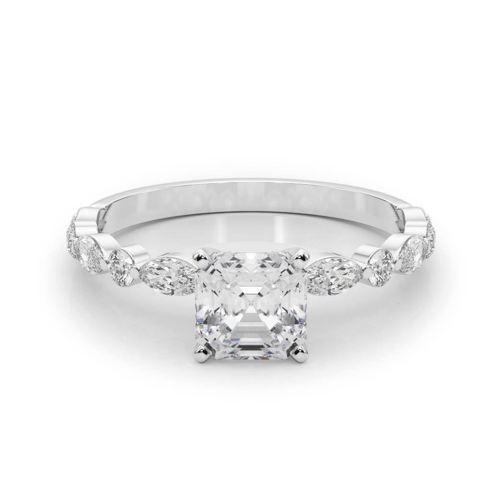 LUX-85225 Marquise And Round Brilliant Cut Floating Diamond Engagment Ring Luxury Diamonds