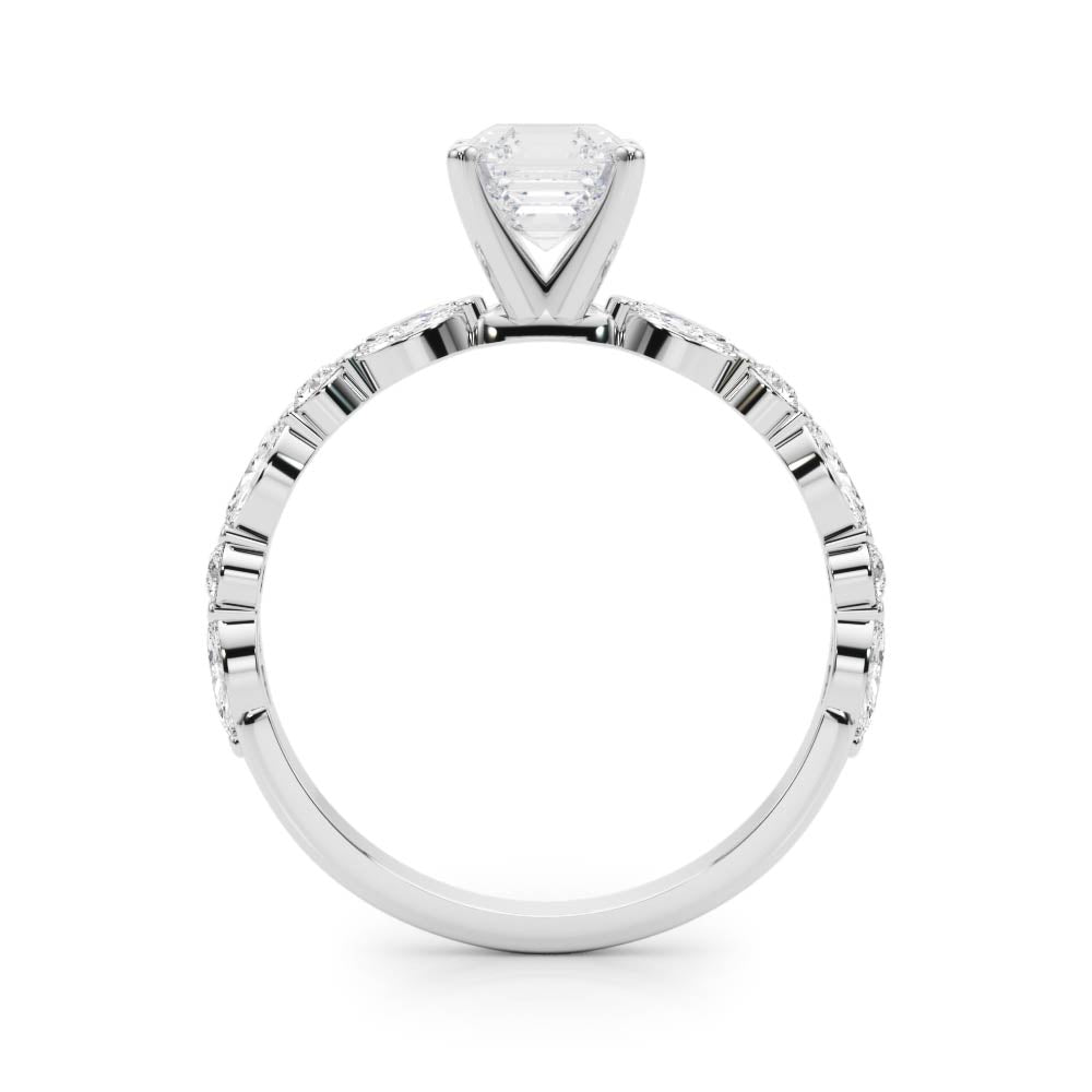 LUX-85225 Marquise And Round Brilliant Cut Floating Diamond Engagment Ring Luxury Diamonds