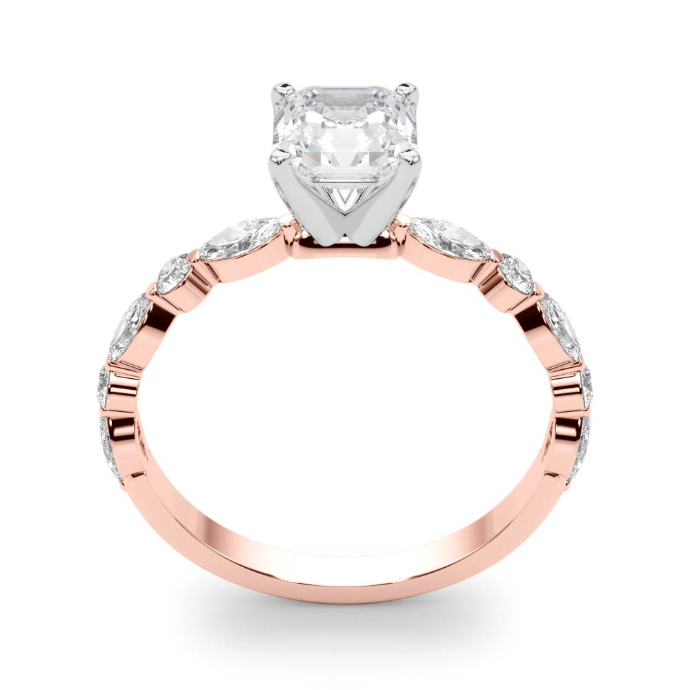 LUX-85225 Marquise And Round Brilliant Cut Floating Diamond Engagment Ring Luxury Diamonds