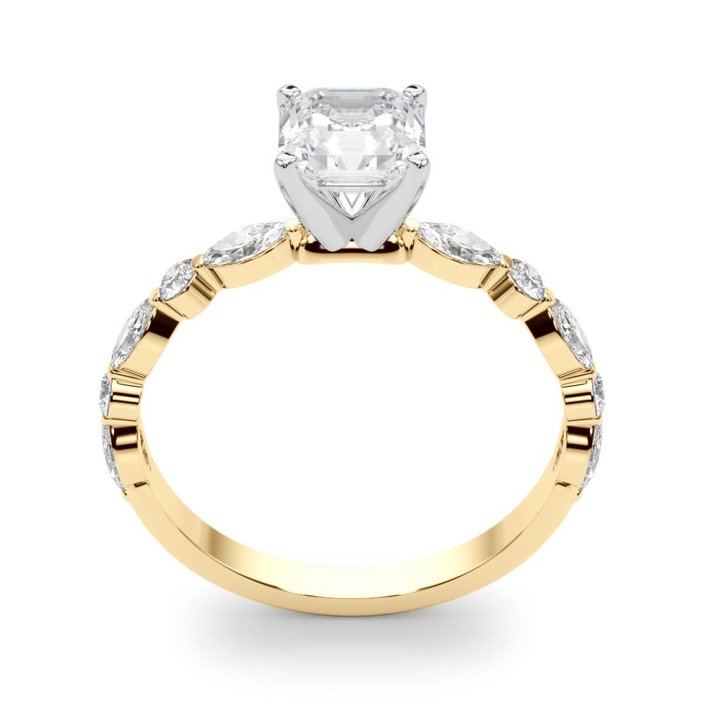 LUX-85225 Marquise And Round Brilliant Cut Floating Diamond Engagment Ring Luxury Diamonds