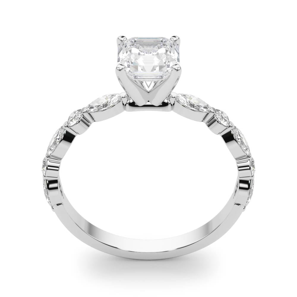 LUX-85225 Marquise And Round Brilliant Cut Floating Diamond Engagment Ring Luxury Diamonds