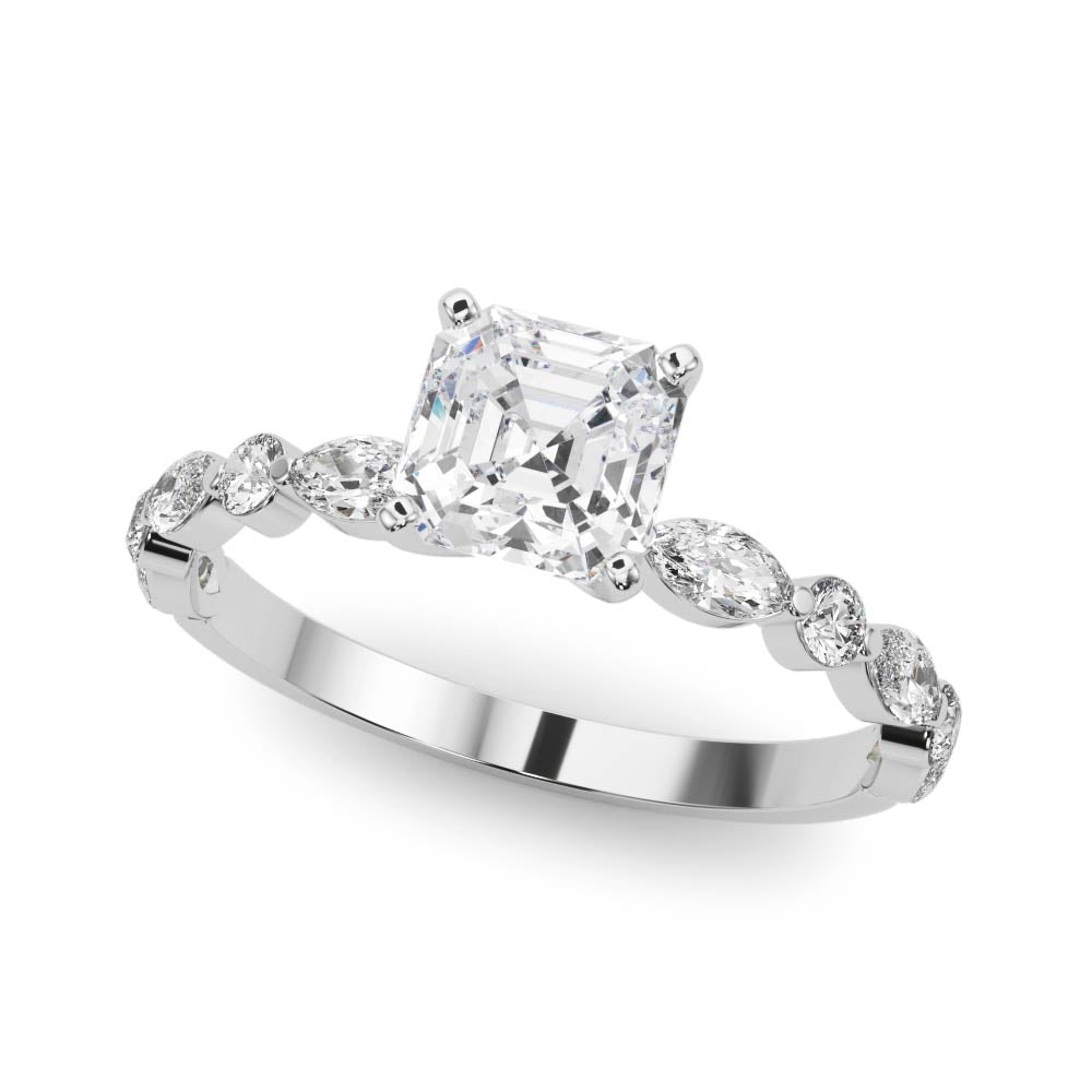 LUX-85225 Marquise And Round Brilliant Cut Floating Diamond Engagment Ring Luxury Diamonds